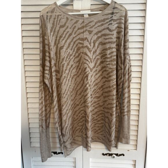 H&M Zebra Long Sleeve Burn Out Tee - Picture 1 of 3